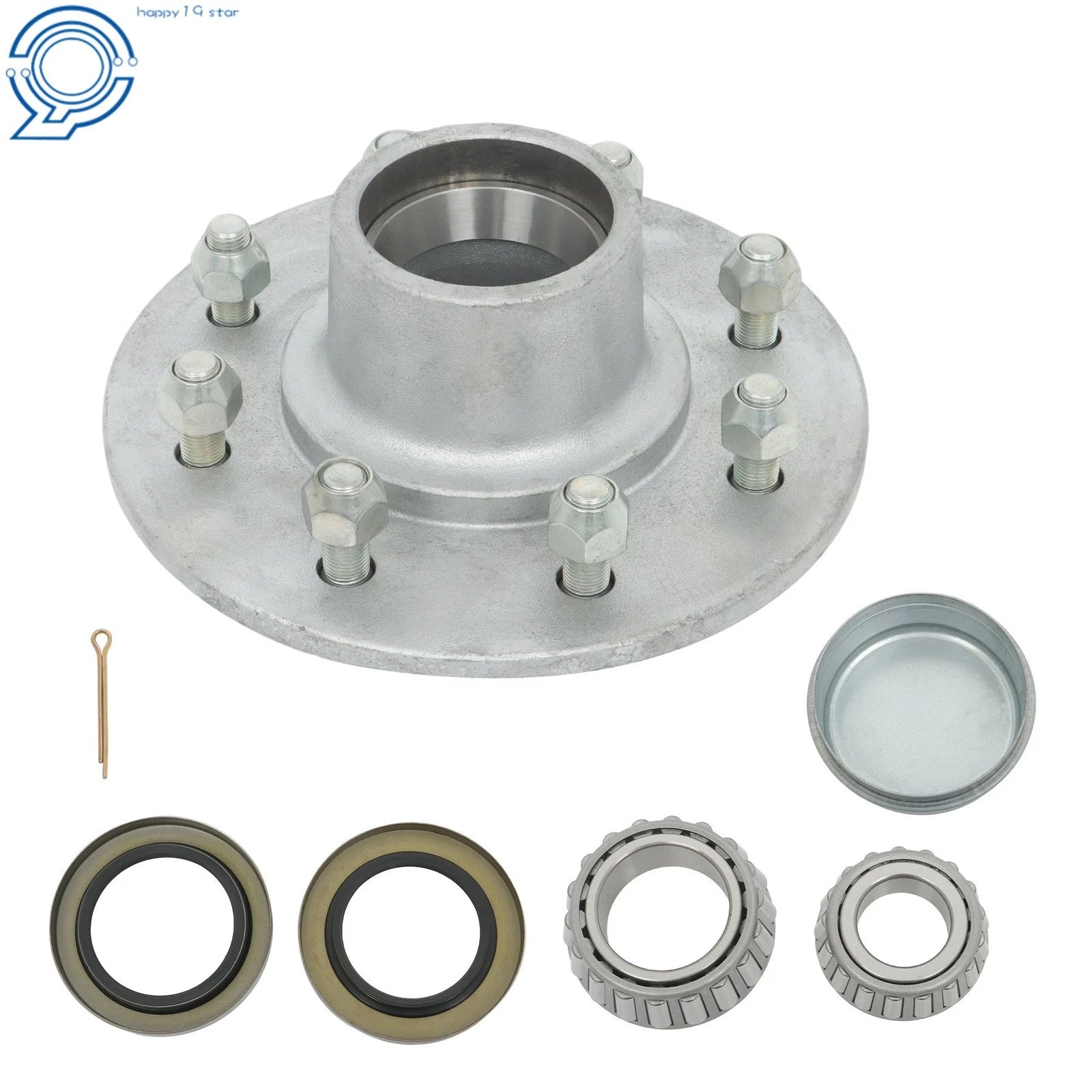 Galvanized Trailer Hub Kit for 7000lb Trailer Axle (8 on 6.5')