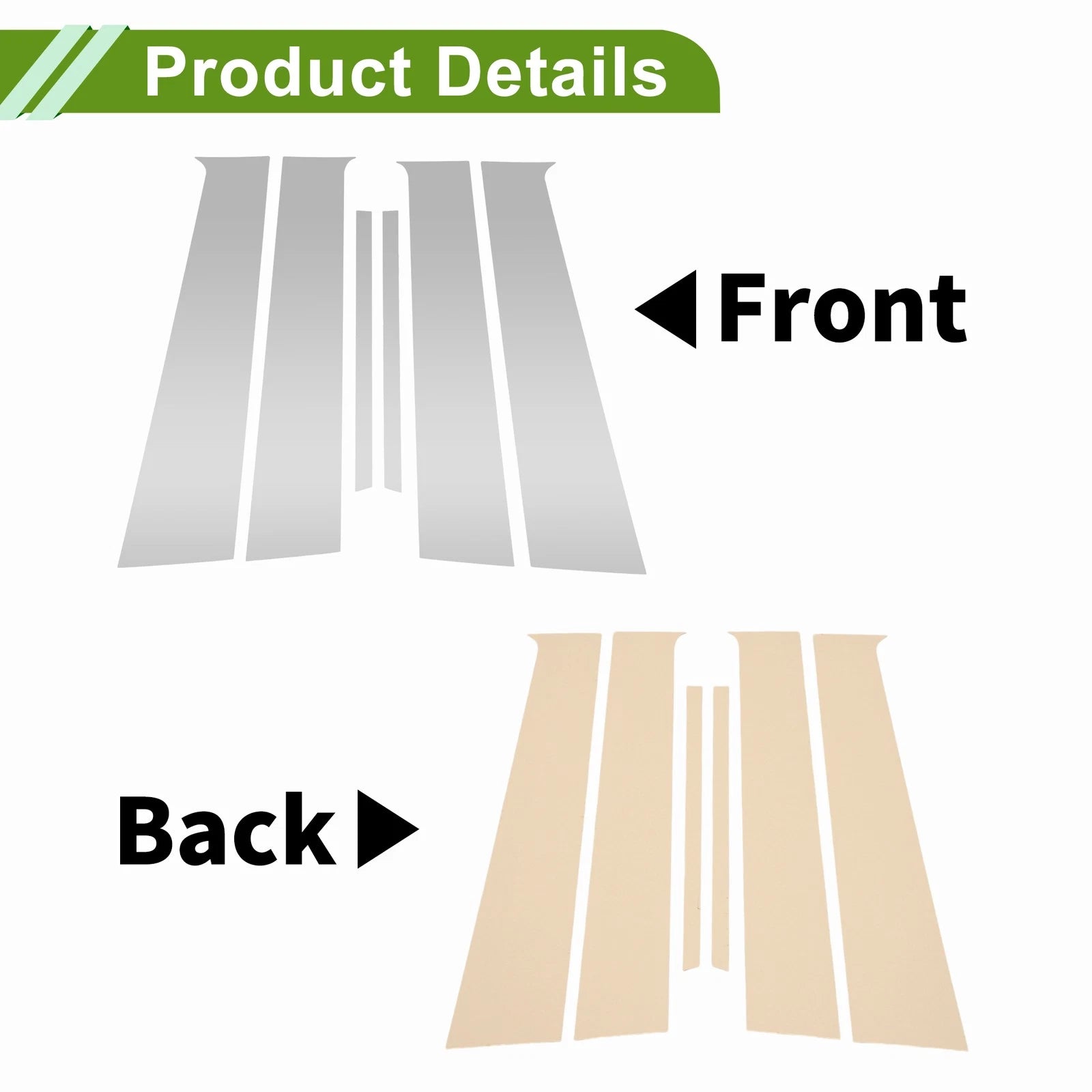 Set of 6 Pillar Window Trim for Nissan Versa Almera Sunny (2010–2019) Silver Tone