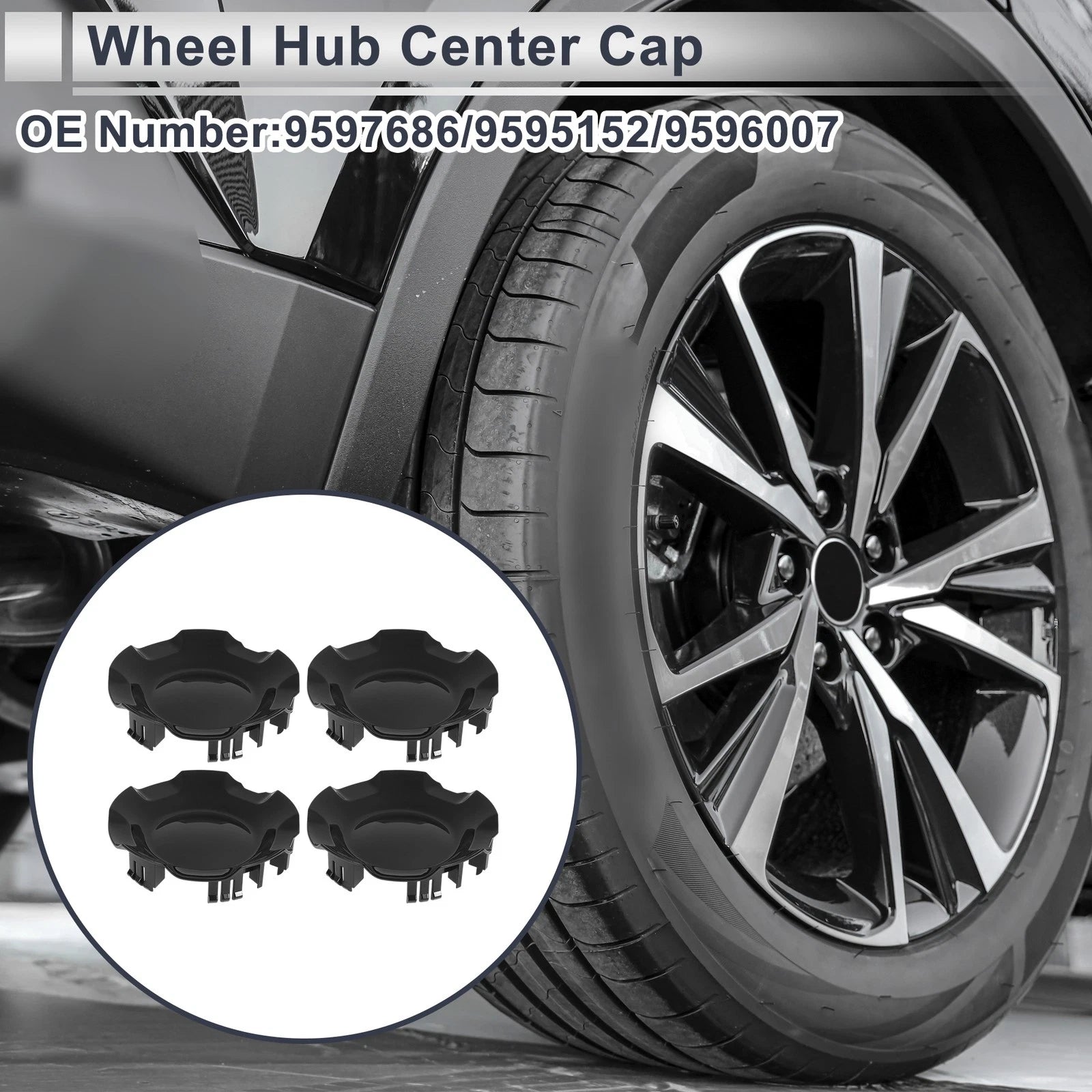 Black Wheel Hub Center Cap for Chevy Avalanche (2007–2013) 5-Spoke 20"