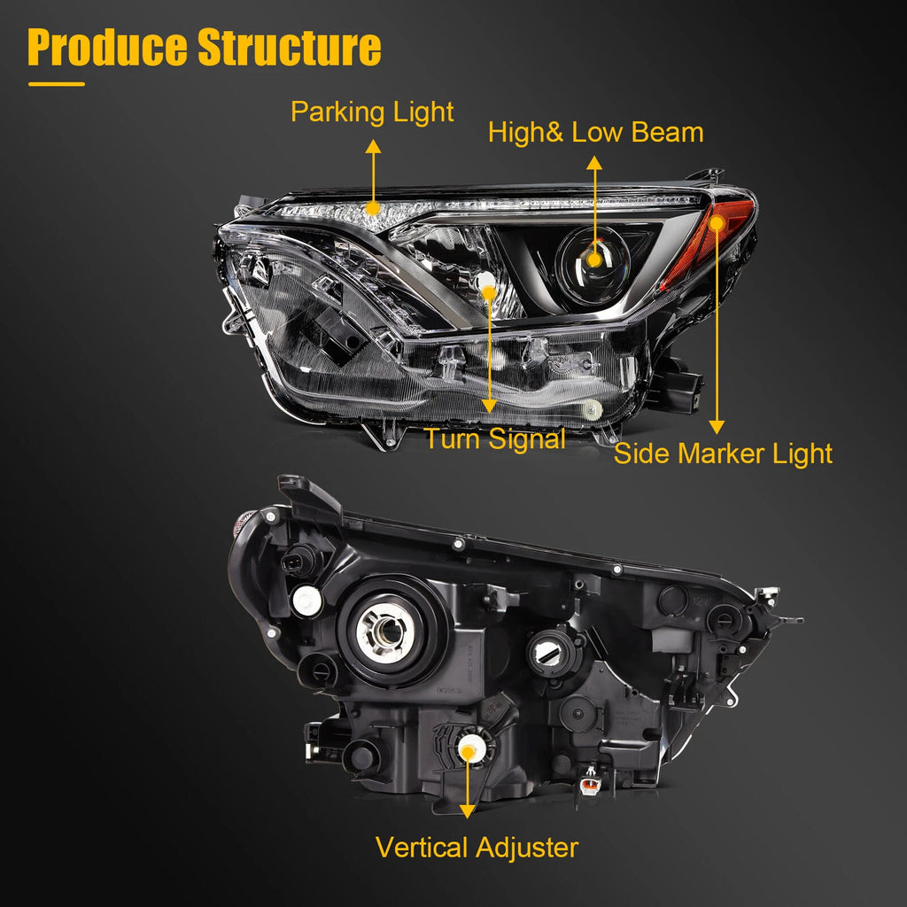 Left Driver Side Headlight Assembly for Toyota RAV4 (2016–2018)