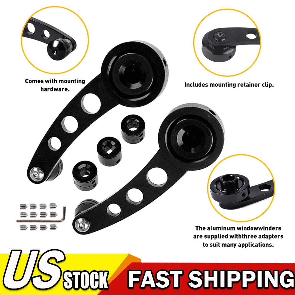 Pair Aluminum Billet Manual Window Crank Handles for Car Truck