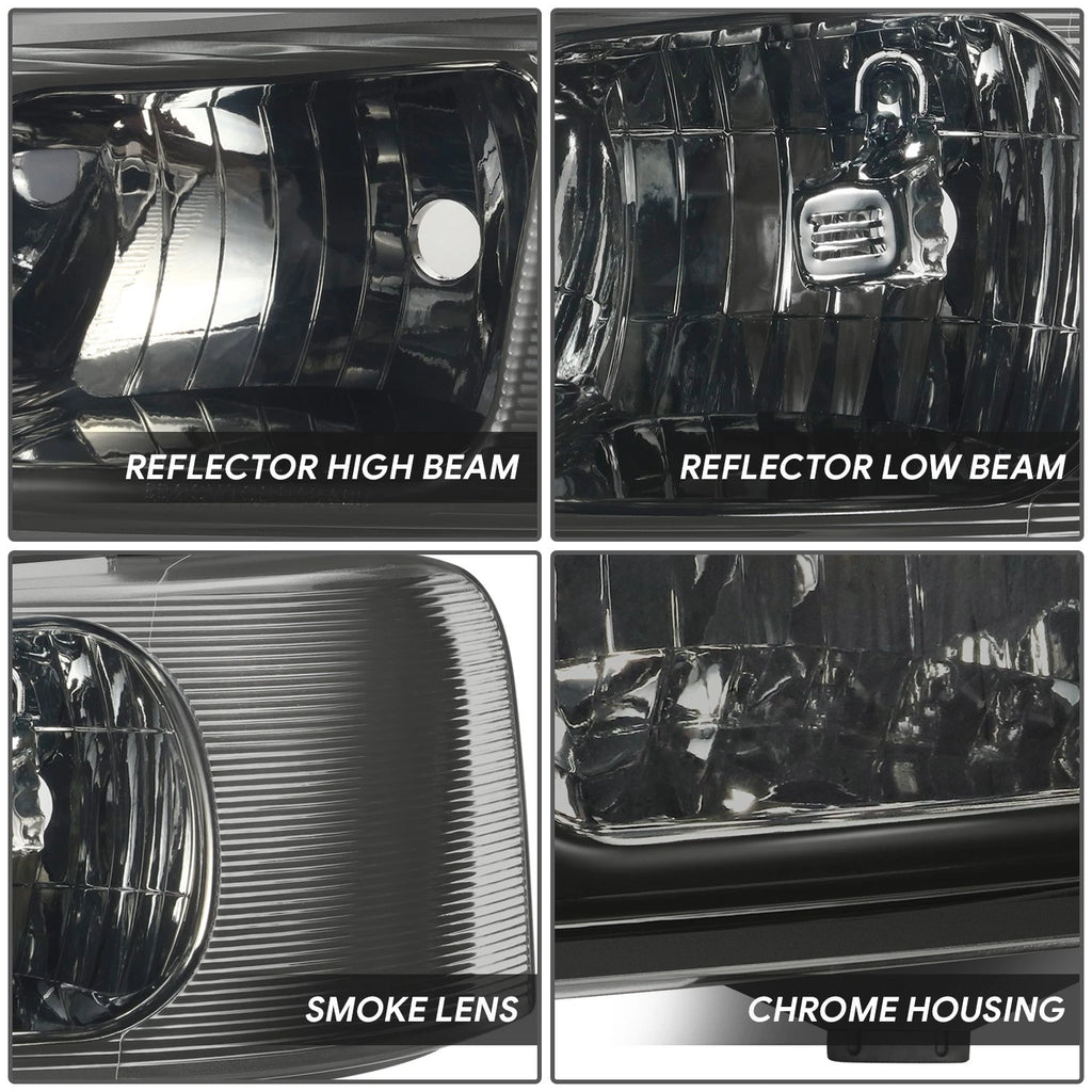 Headlights Chrome with Signal Bumper Lamps for Express Savana 1500 2500 3500 (2003–2022)