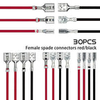 30PCS Spade Connector Kit with Insulating Sleeves for DIY (28mm, 48mm, 63mm)