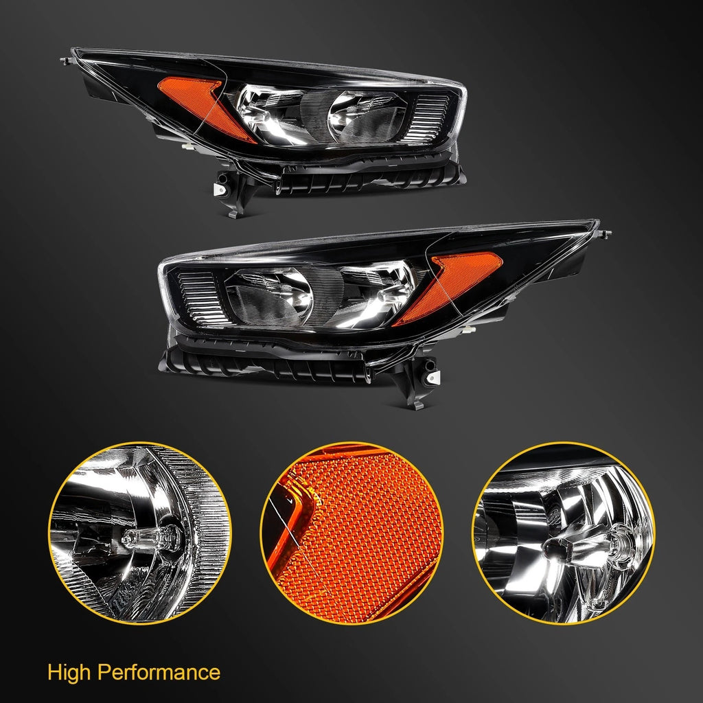 2X Black Headlights with Bulbs for Ford Escape (2018–2019)