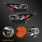 2X Black Headlights with Bulbs for Ford Escape (2018–2019)