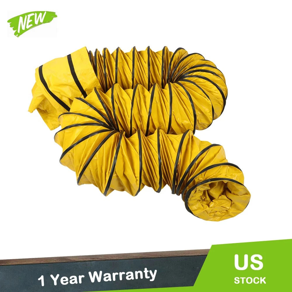 12" x 25' Yellow PVC Flexible Duct Hose for Blower Fan