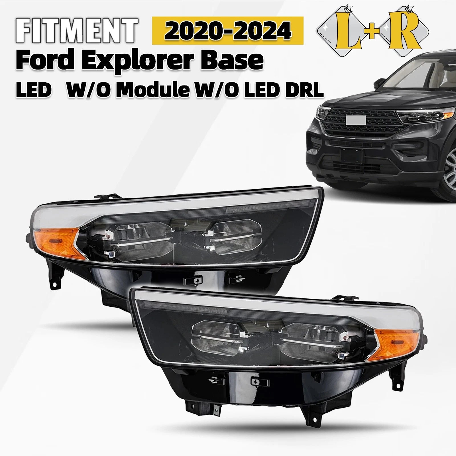 LED Headlight Pair for Ford Explorer (2020–2024) w/o Module w/o LED DRL