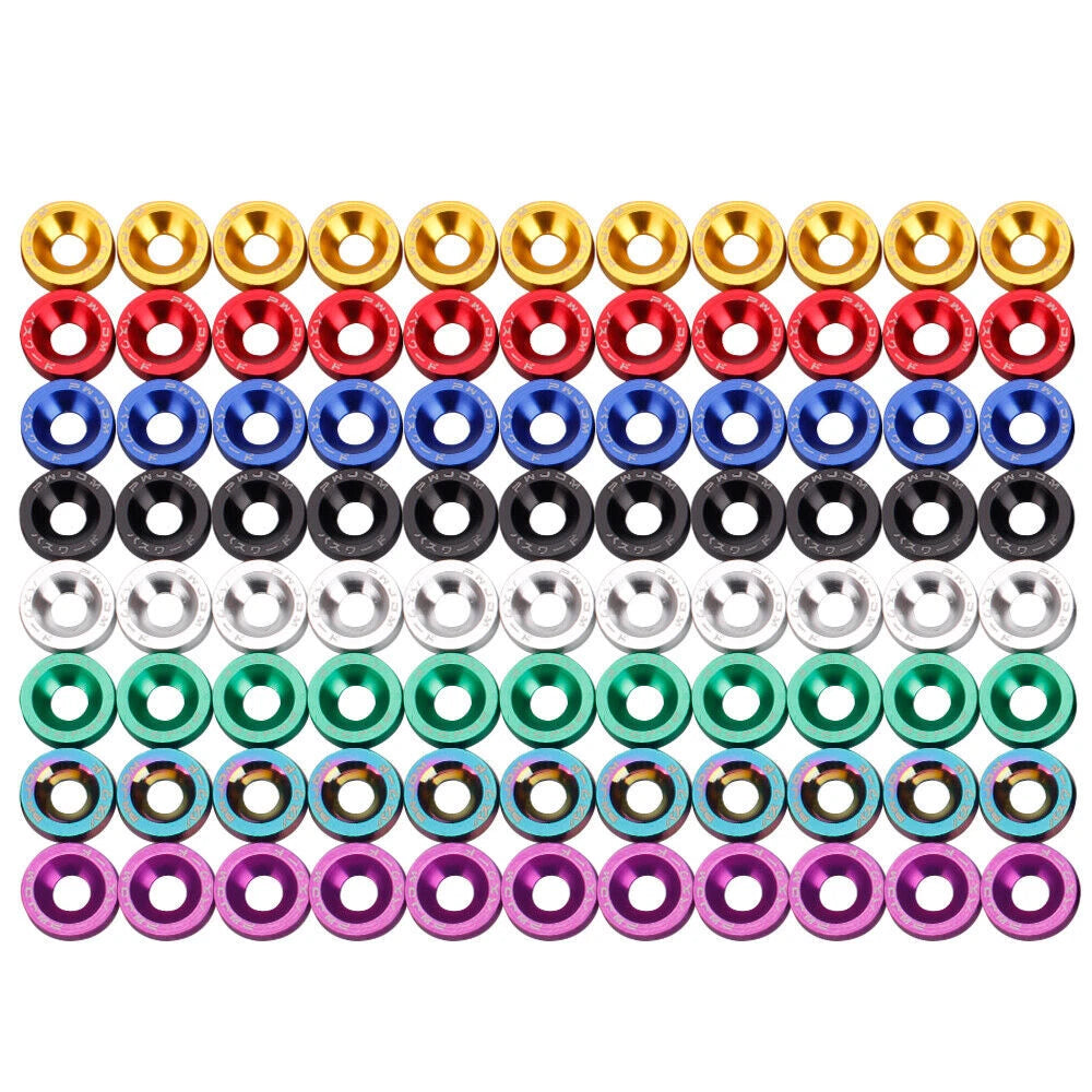 Set of 10 JDM Aluminum Fender Bumper Washer Bolts for Engine Bay Dress Up
