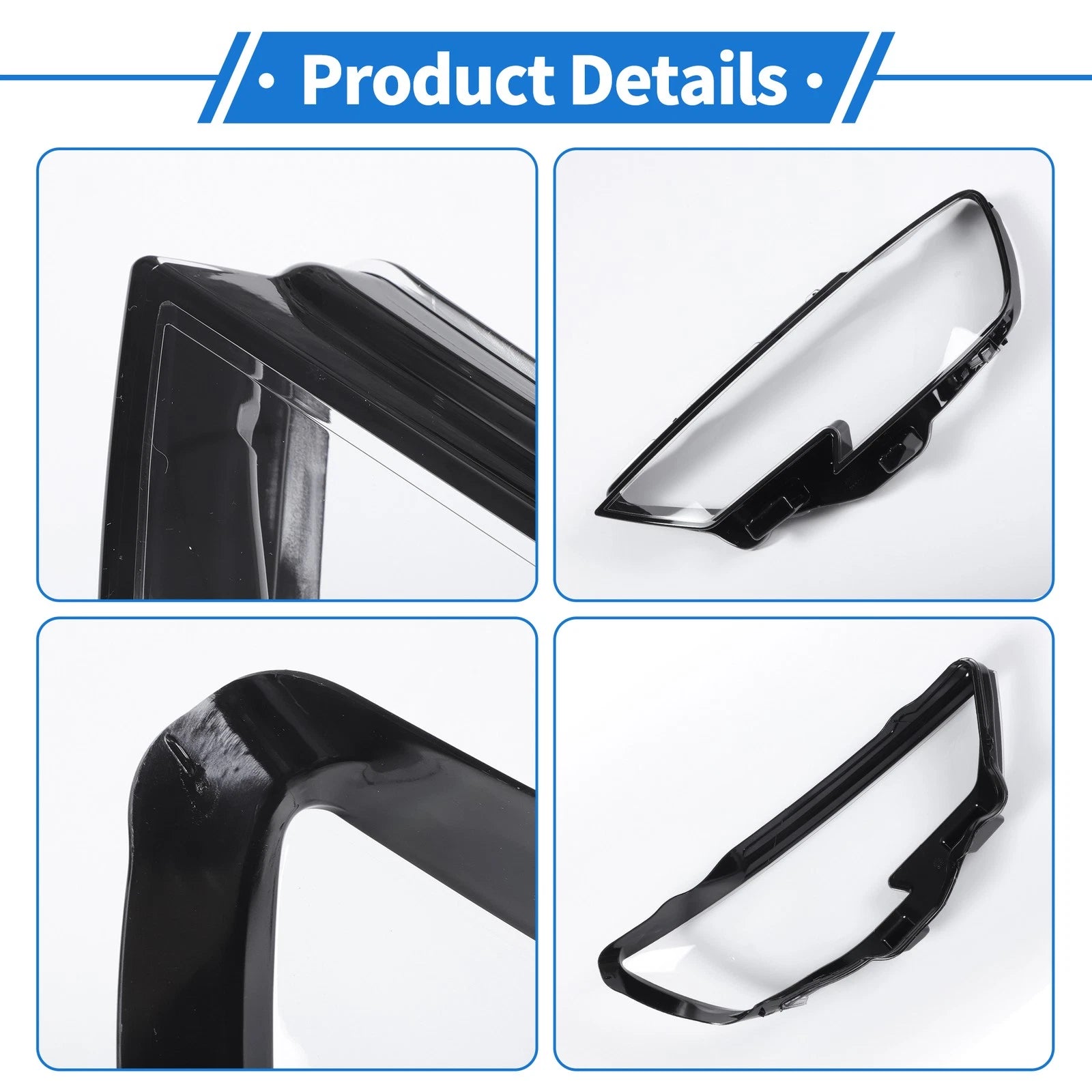1 Pc Headlight Lens Cover for Audi A3 (2016–2020) Black
