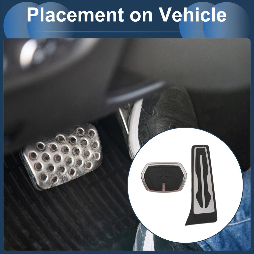 2 Pcs Foot Accelerator Pedal Covers for BMW X1 (F48) (2016–2022) Silver Tone