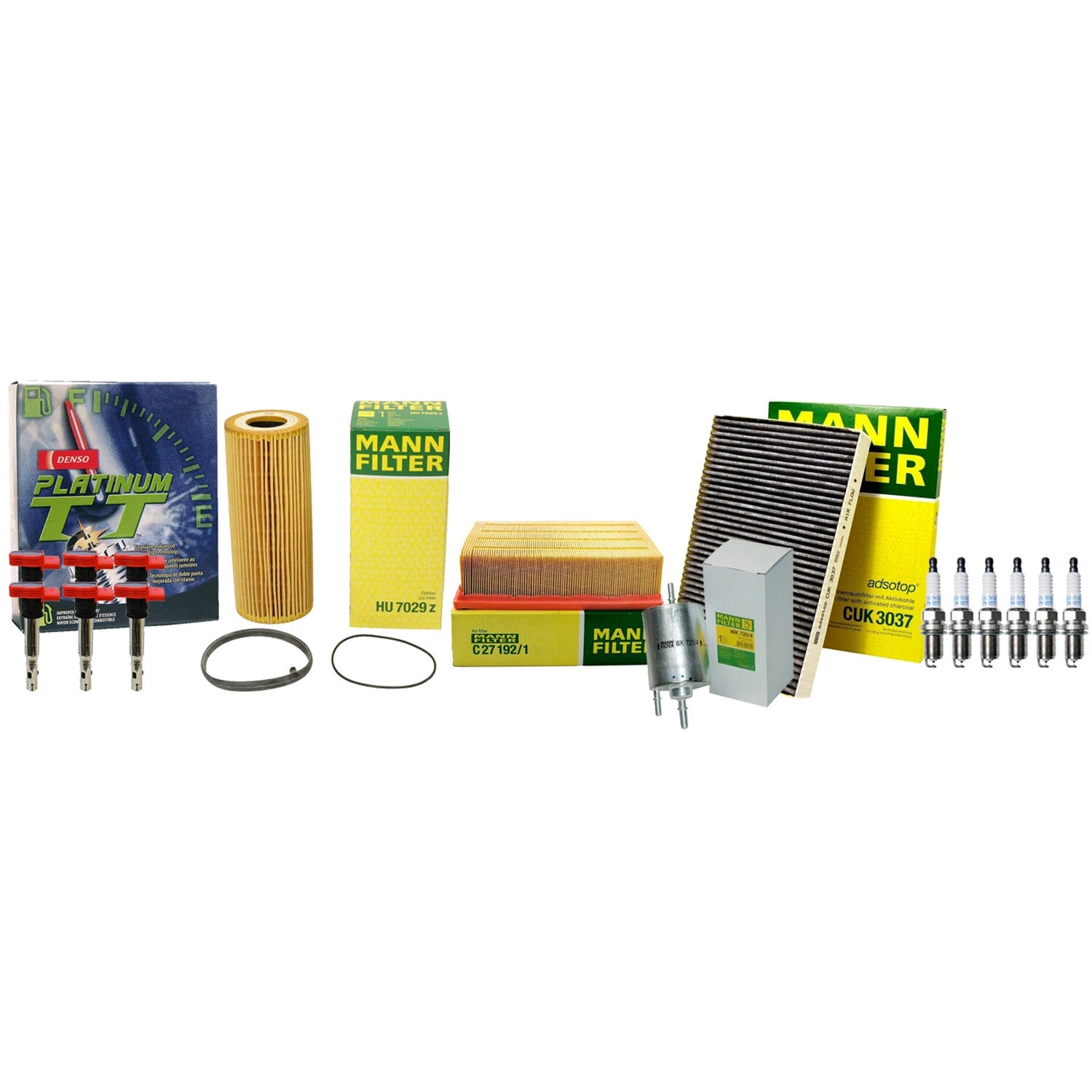 Set of 6 Mann Filters & Denso Platinum TT Spark Plugs for Audi 3.2