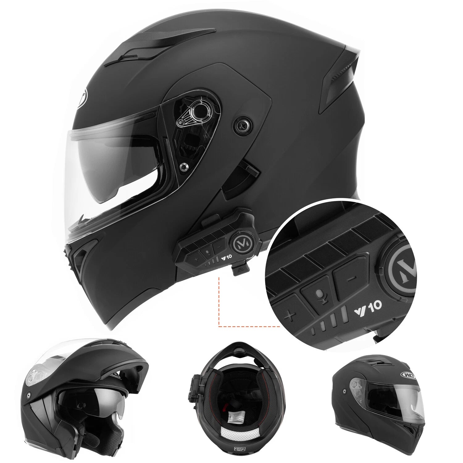 Bluetooth Modular Flip-Up Motorcycle Helmet for Universal Fit (Full Face)