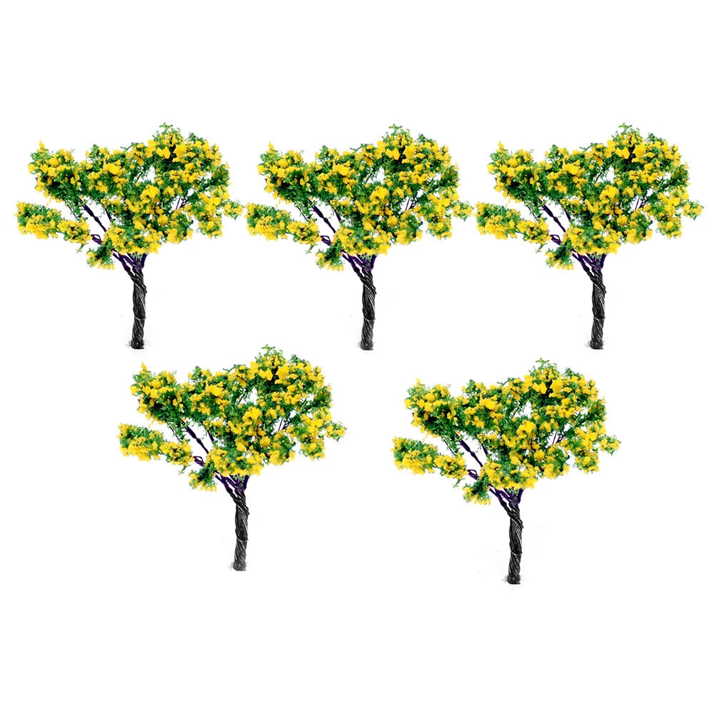 20Pcs 2.55" Yellow Flower Trees for Train Railroad Diorama Layout