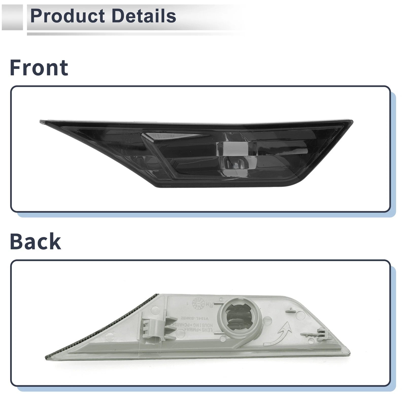 Right Side Marker Light Cover for Honda Civic (No. 34300TETH01) Smoked