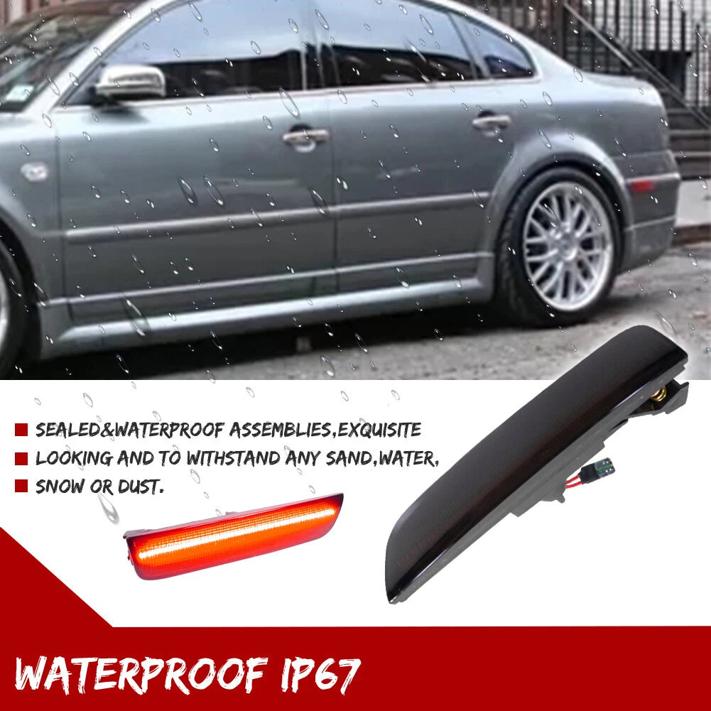 2X Smoked Lens Red LED Rear Side Marker Lights for VW Passat (2001–2005)