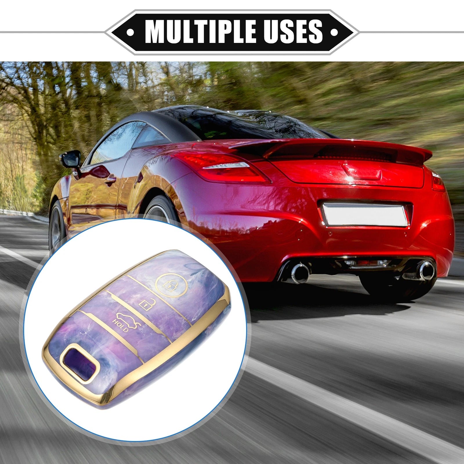 3 Button Remote Key Fob Cover Case for Kia Optima Rio Sportage (2011–2023) TPU Purple