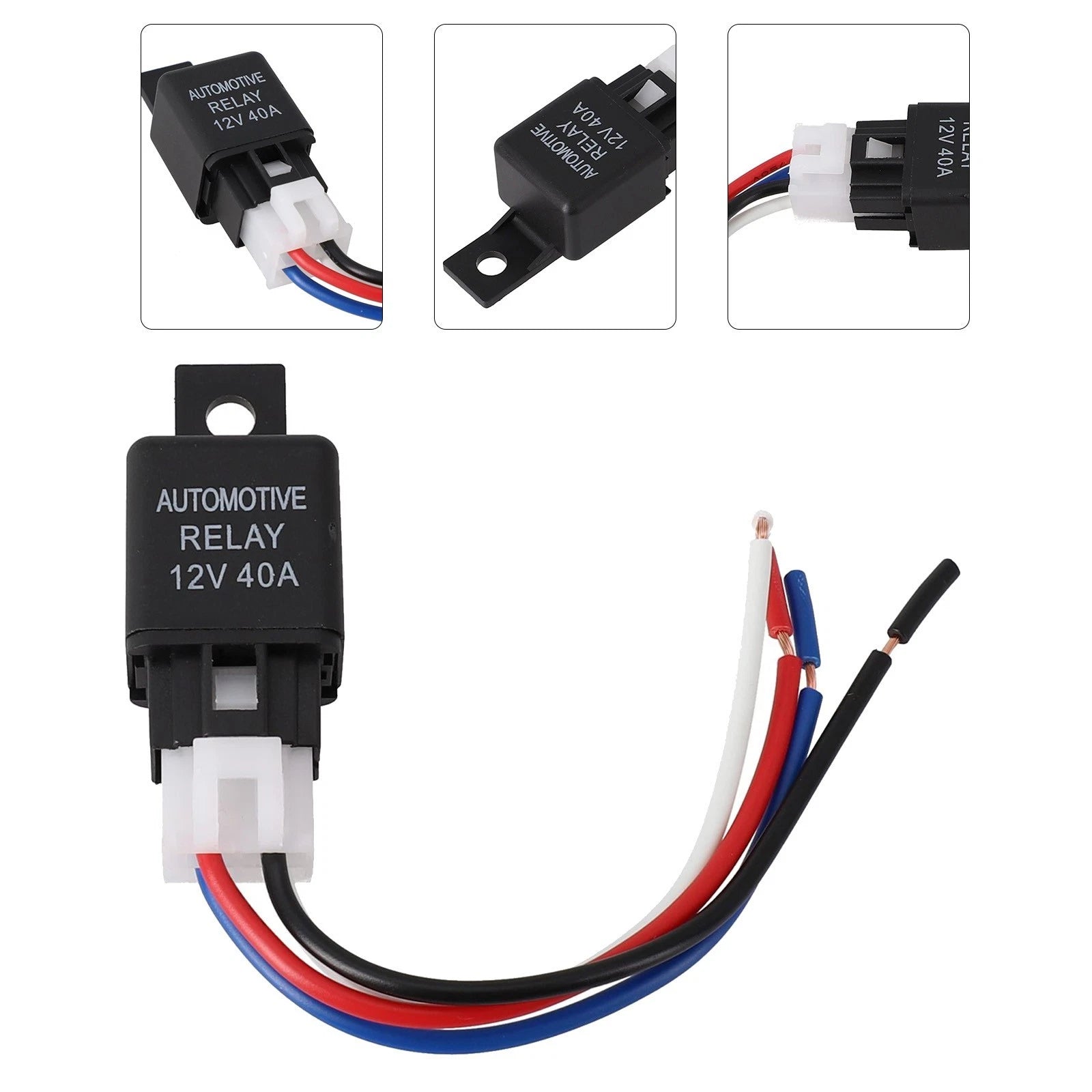 4 Pin SPST Relay with Cable for Automotive Van Boat Bike (12V, 40A)