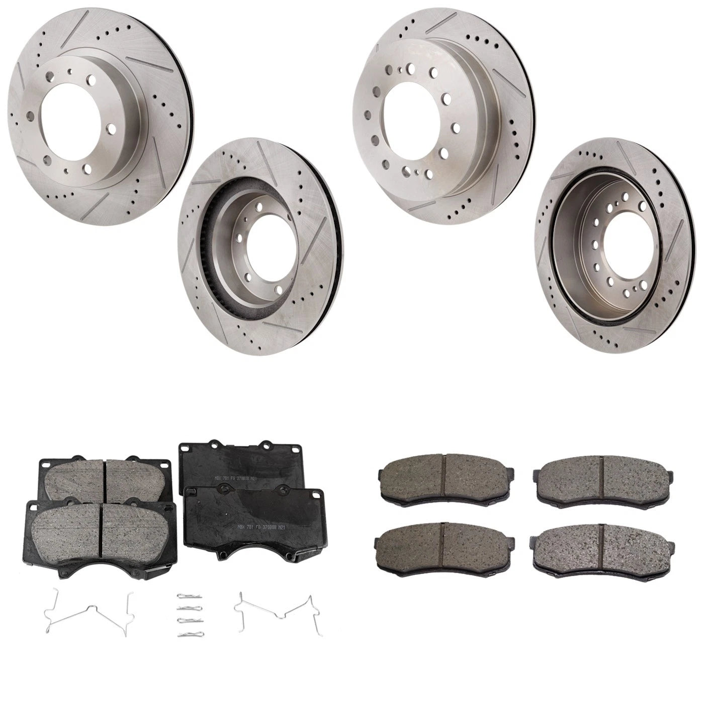 Disc Brake & Pad Kit for Toyota 4Runner (2003–2009) Cross-drilled Slotted
