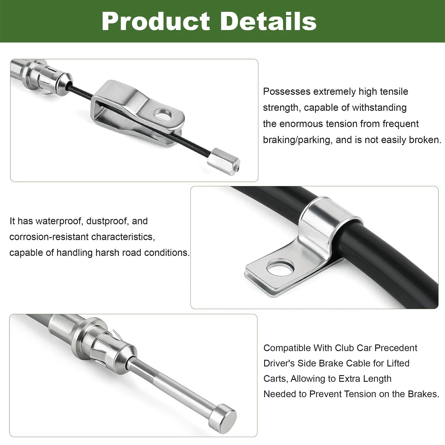 Driver's Side Brake Cable for Club Car Precedent (39")