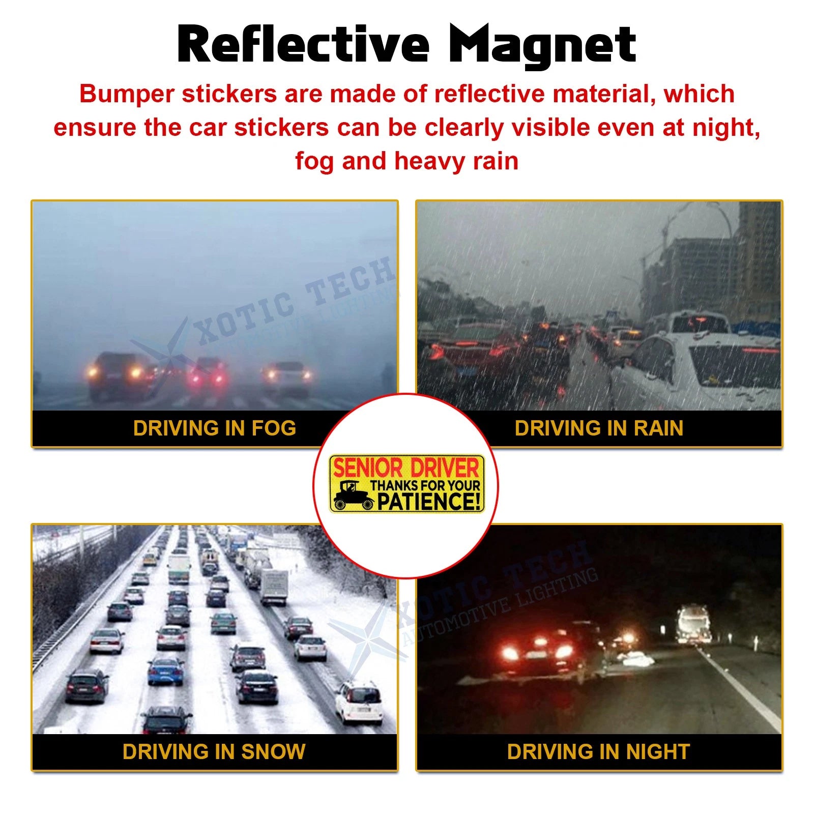 Reflective Senior Driver Magnet Signs for Elderly Drivers (2024-2024)