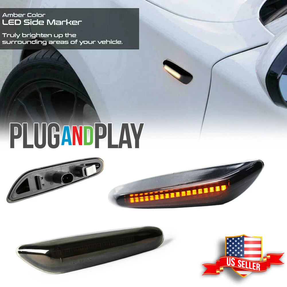 Smoked Lens Amber LED Side Marker Lights for BMW 1 3 5 X Series