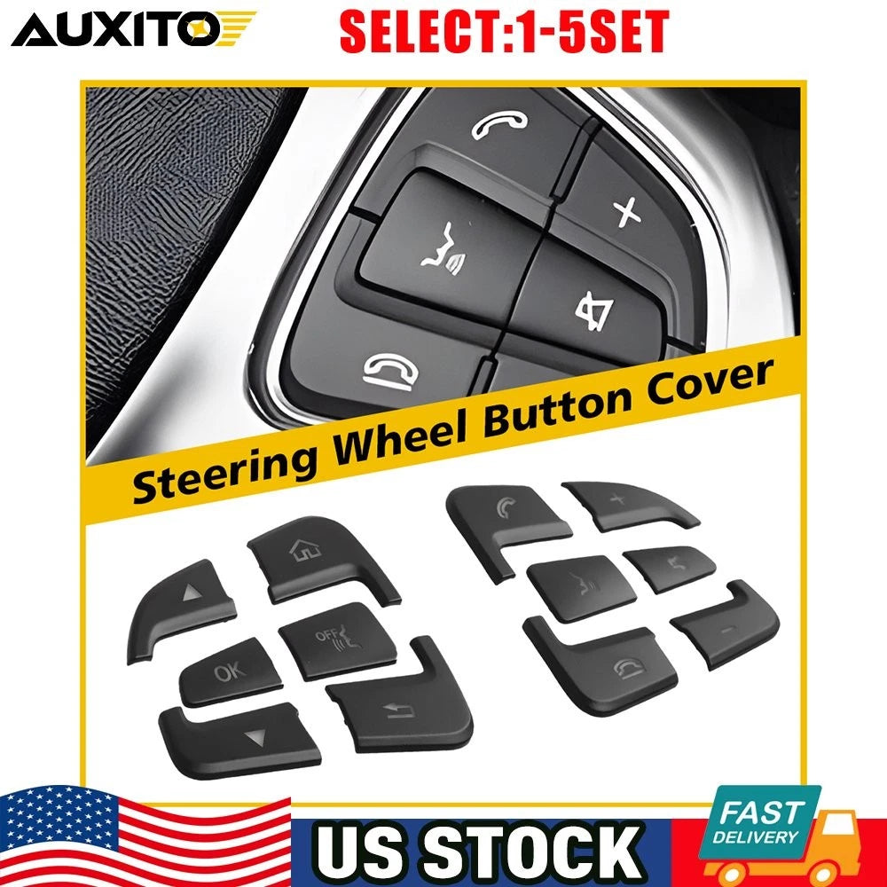 Set of 2 ABS Black Steering Wheel Button Trim Covers for Mercedes Benz A B C GLA (2012–2020)