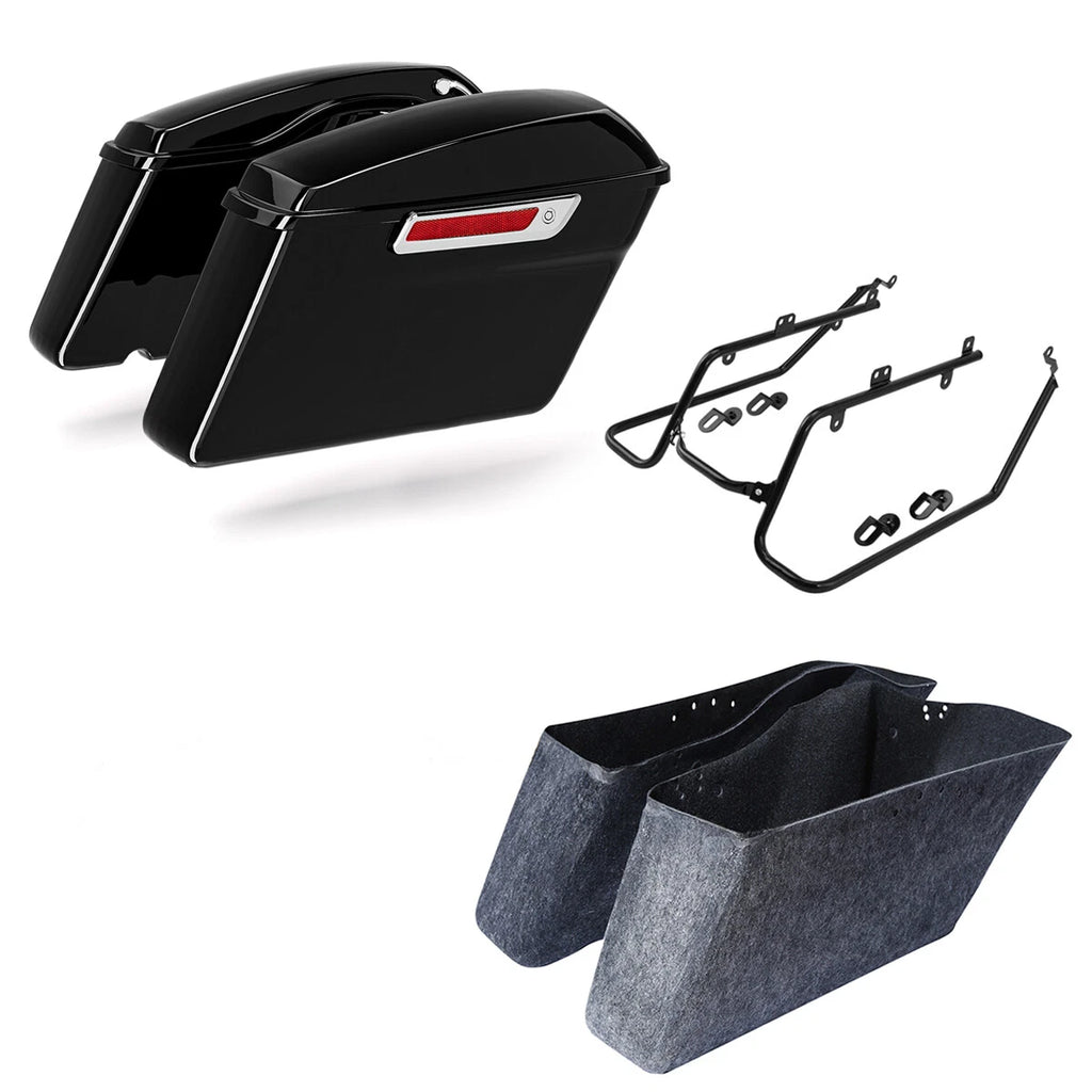 Hard Saddlebags & Conversion Brackets Kit for Harley Dyna Super Glide (2008–2017)
