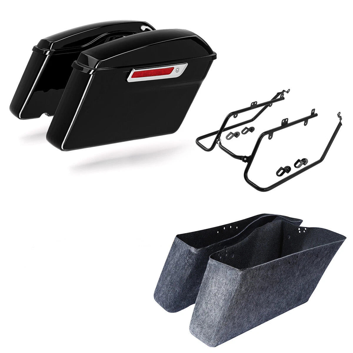 Hard Saddlebags & Conversion Brackets Kit for Harley Dyna Super Glide (2008–2017)