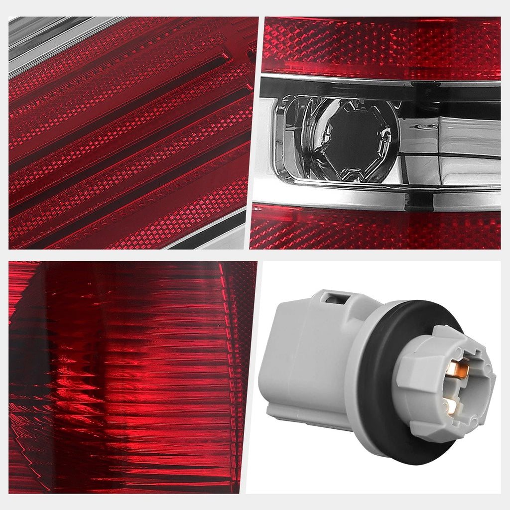 Pair Red Lens Tail Brake Lights for Ford F150 (2009–2014) - Includes Bulb Sockets