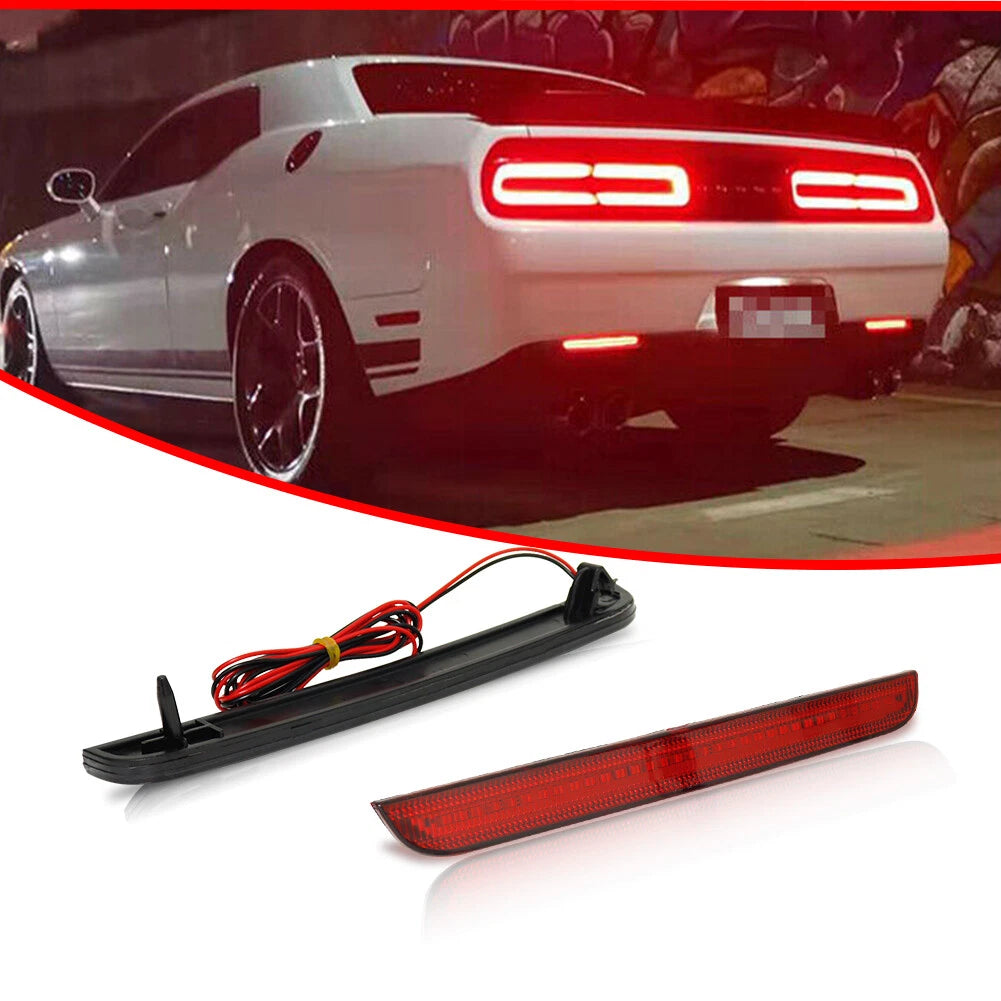 2X Red LED Rear Bumper Reflector Lights for Dodge Challenger (2015–2023)