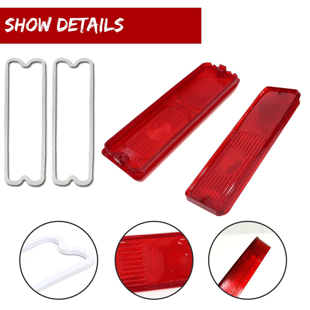 Pair Red Tail Light Lenses for Chevy GMC Pickup Truck (1967–1972)