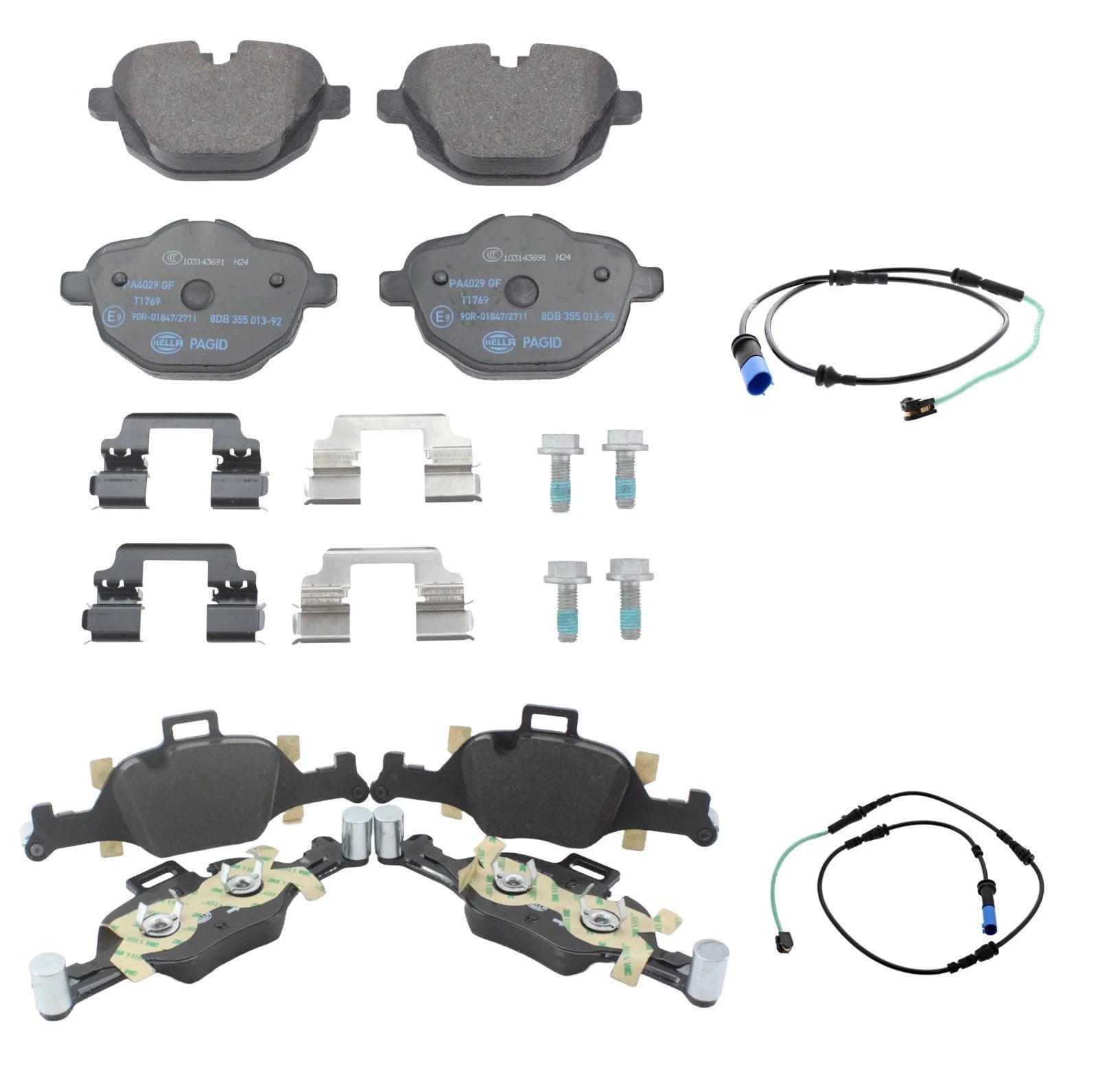 Set of 4 Brake Pads and Sensors for BMW 530i xDrive (2011–2017)