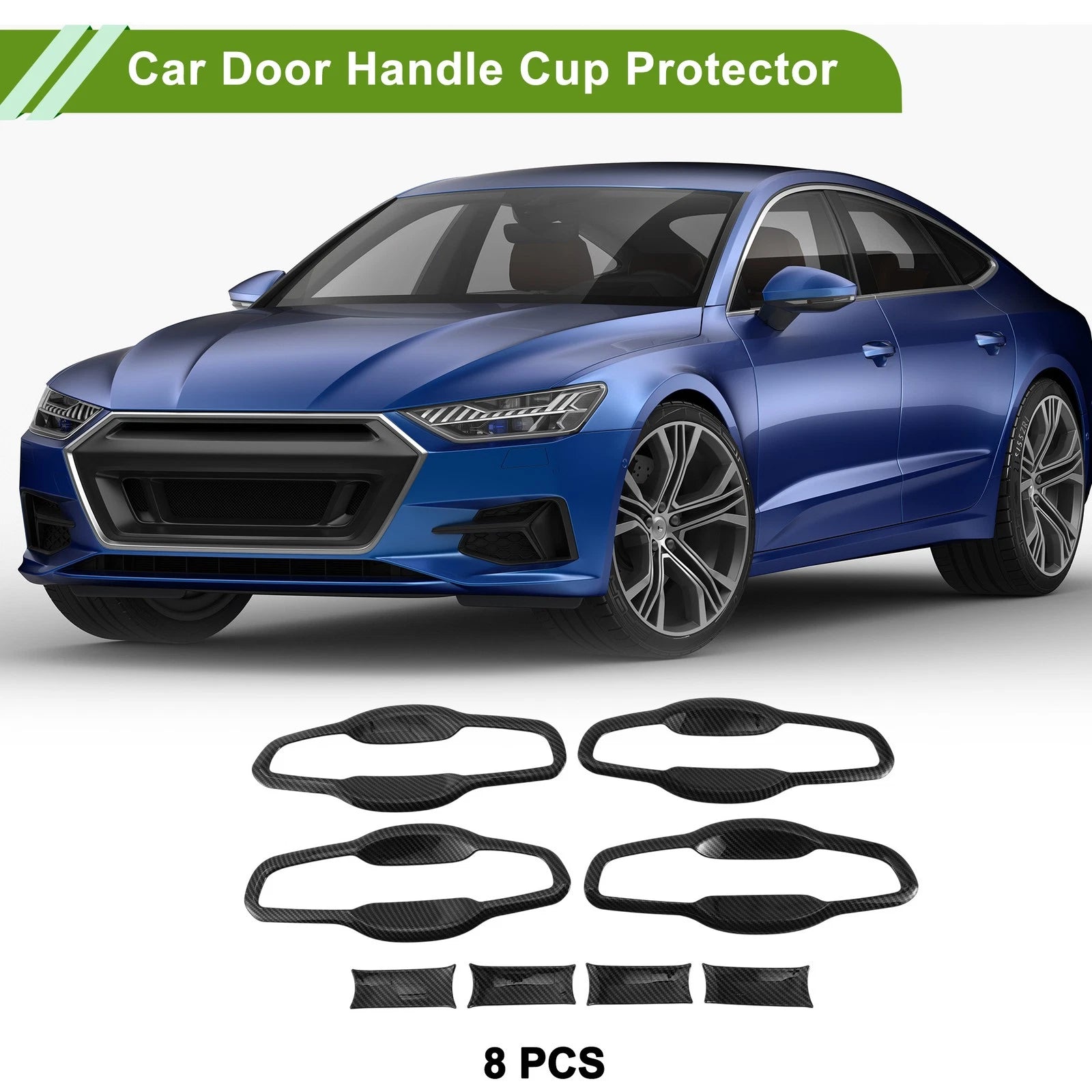 Set of 8 Car Door Handle Cup Protectors for Honda CR-V (2017–2022) Carbon Fiber Black