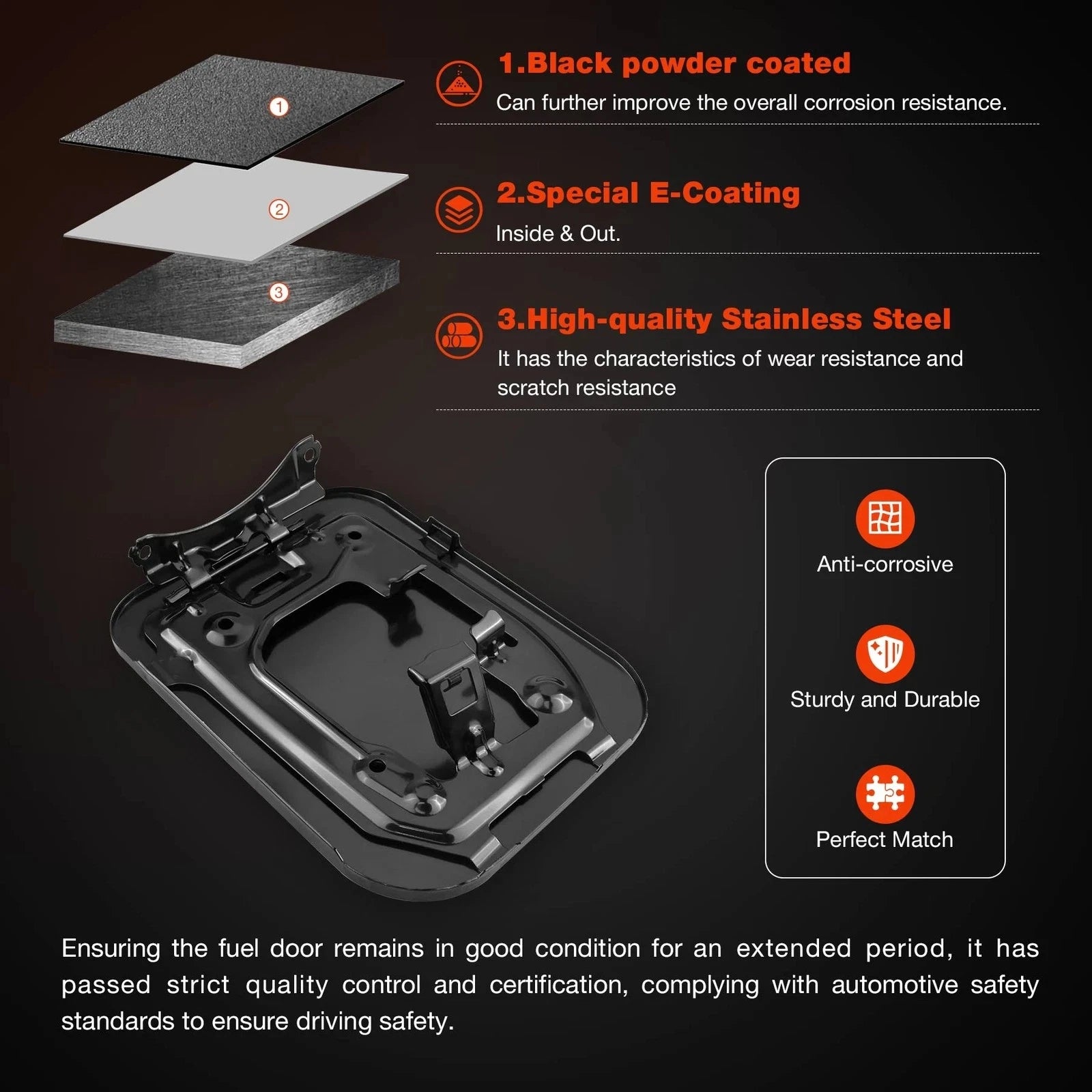 Fuel Gas Filler Tank Cover Door Lid Cap for Toyota Sienna (2011–2019) 77350-08020