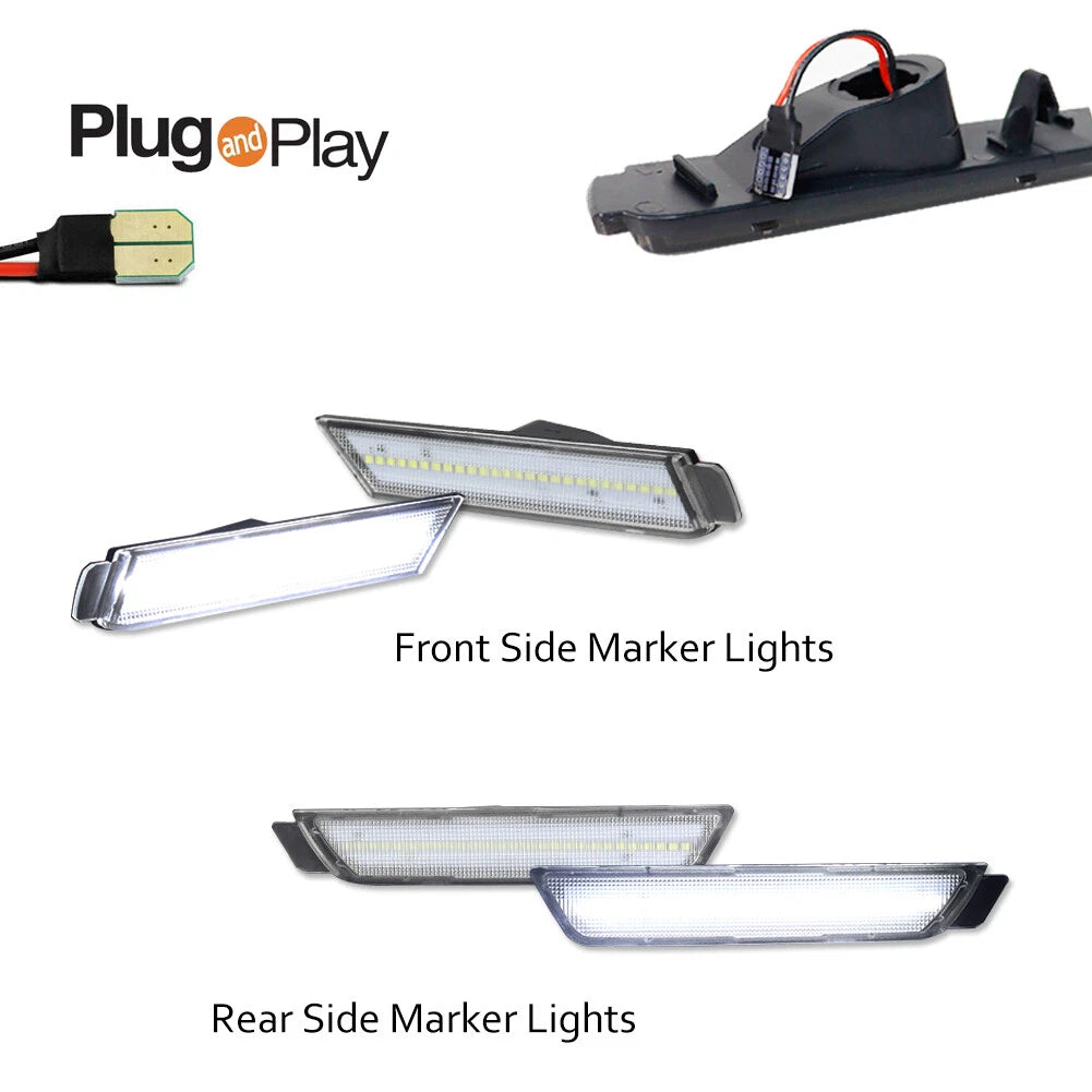 Clear Lens White LED Front & Rear Side Marker Lights for Chevrolet Camaro (2010–2015)