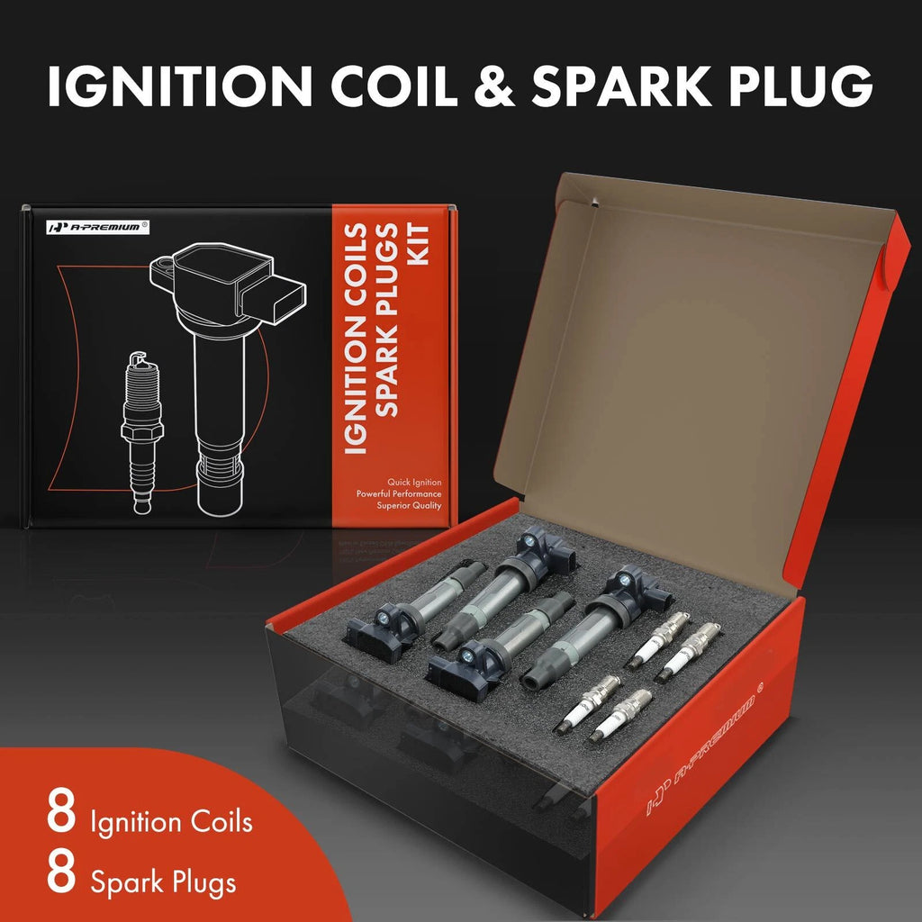 Set of 8 Ignition Coils & Iridium Spark Plugs for Cadillac SRX (2007–2009)