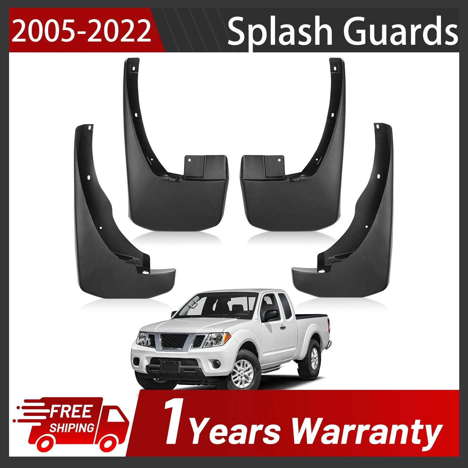 Front and Rear Splash Guards Mud Flaps for Nissan Frontier (2006–2022)
