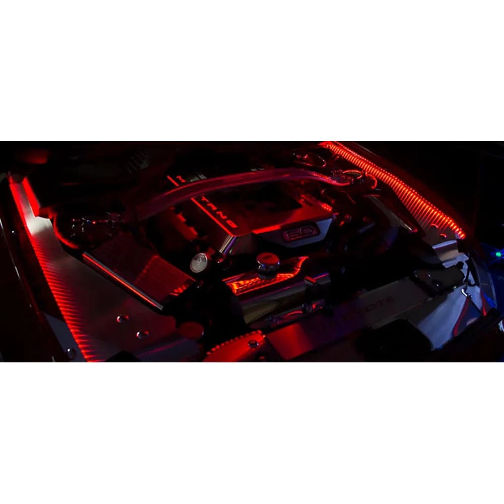 Polished Engine Shroud Cover with White LED for 2015–2017 Ford Mustang GT V8