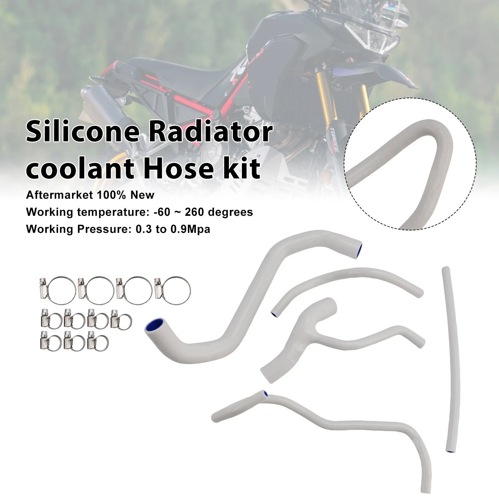 Silicone Radiator Coolant Hose for Aprilia Tuareg 660 (2022–2025) White