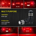 2X Red LED Strobe Brake Tail Light Bulbs