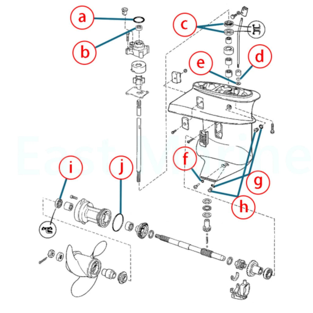 Gearcase Seal Kit 0396350 for Evinrude Johnson 8-15 HP (2-Stroke, 4-Stroke)