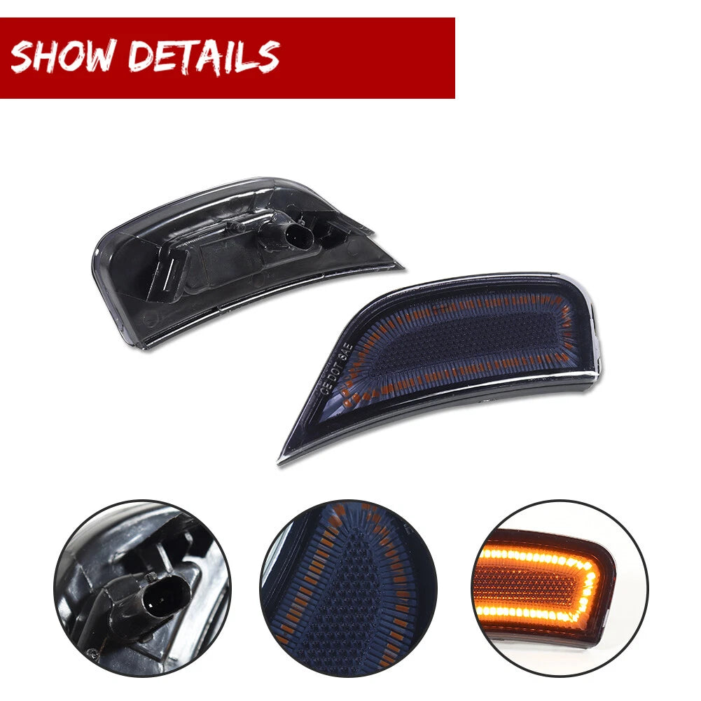 2X LED Front Smoke Amber Side Marker Lights for Escalade Yukon XL