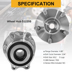 Pair Rear Wheel Bearing Hub Assembly 512293 for Subaru Outback (2005–2009)