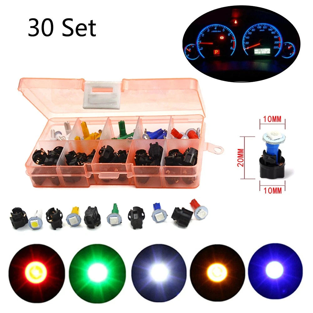 30Pcs T5 Twist Socket LED Light Bulb for Car Instrument Panel