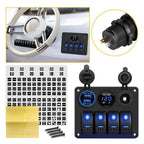 4 Gang Rocker Switch Panel with LED for RV Car Boat Marine