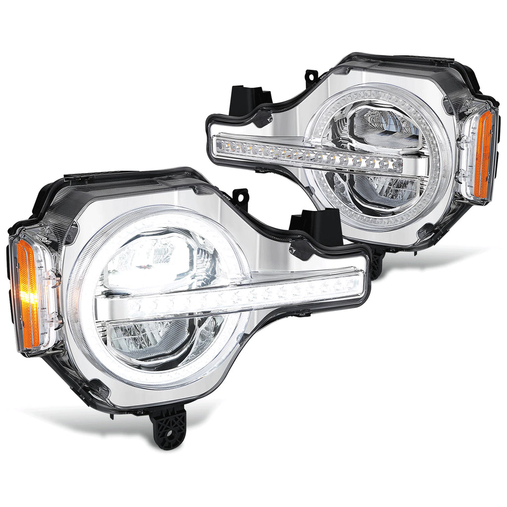 Chrome Amber LED Switch Back Sequential Headlight for Ford Bronco (2021–2026)