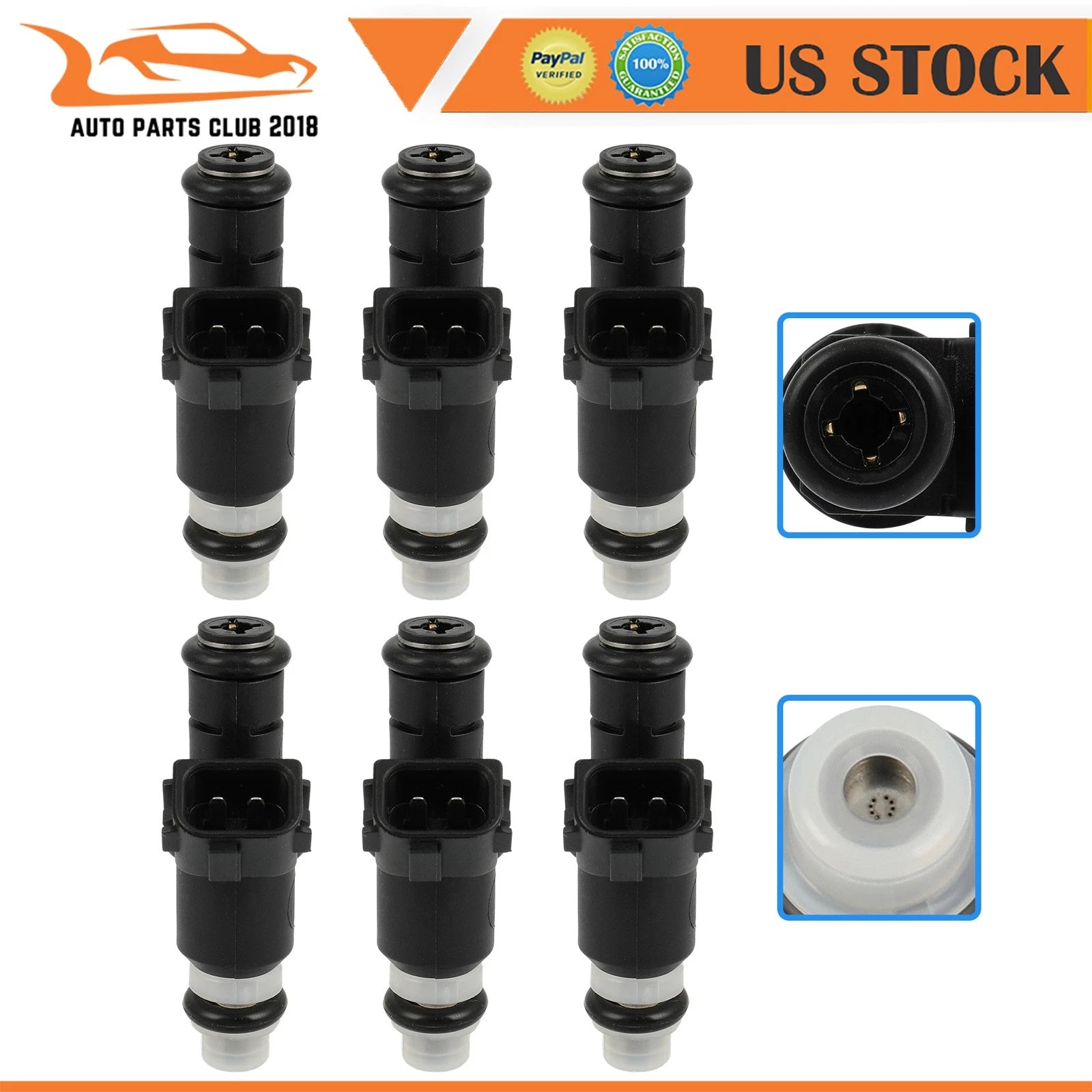 Set of 6 Fuel Injectors for Honda Accord Odyssey Ridgeline Pilot MDX (2003–2015)