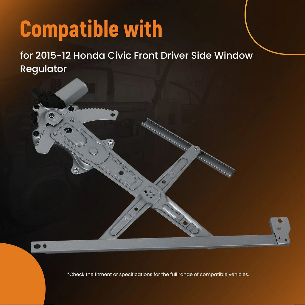 Window Lift Regulator w/ Motor for Honda Civic (2012–2015) Front Left LH 6-Pin