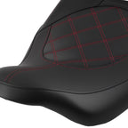 Black Seat for Harley Touring (2009–Present) Red Stitch Driver Passenger