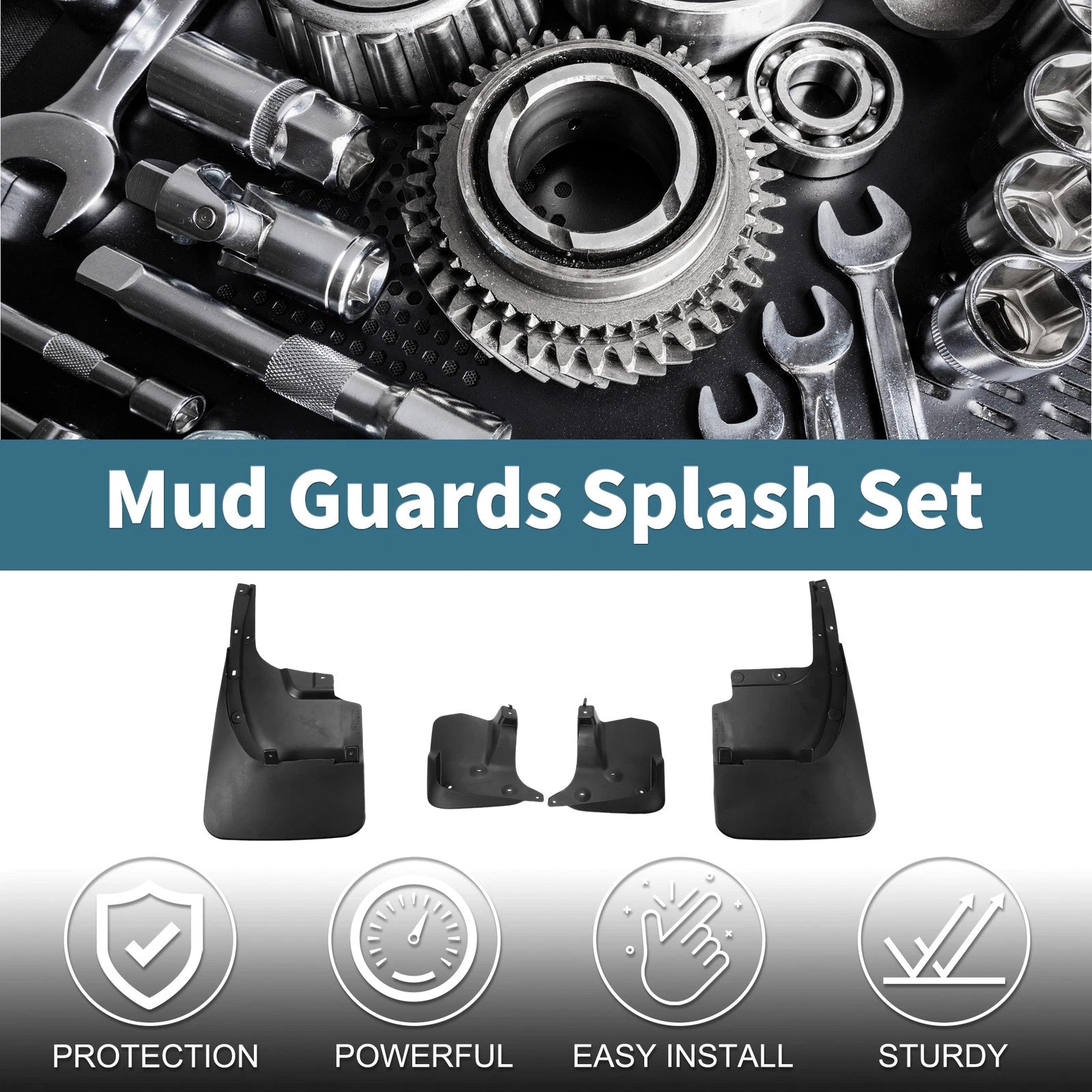 Set of 2 Mud Flaps Splash Guards for Toyota Land Cruiser LC200 (2016–2020)